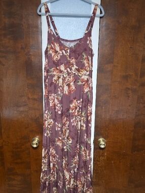 NWT SIZE 2 Torrid brown floral tiered knit maxi dress with pockets